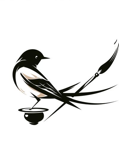 Stylized Bird Ink Poster. poster
