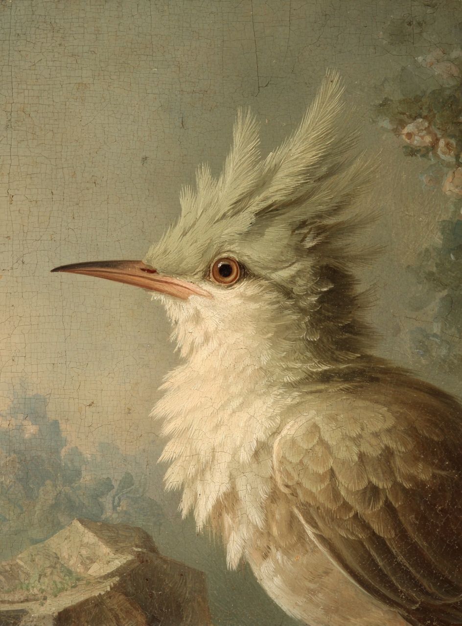 Crested Bird Portrait Vintage Print. poster detail