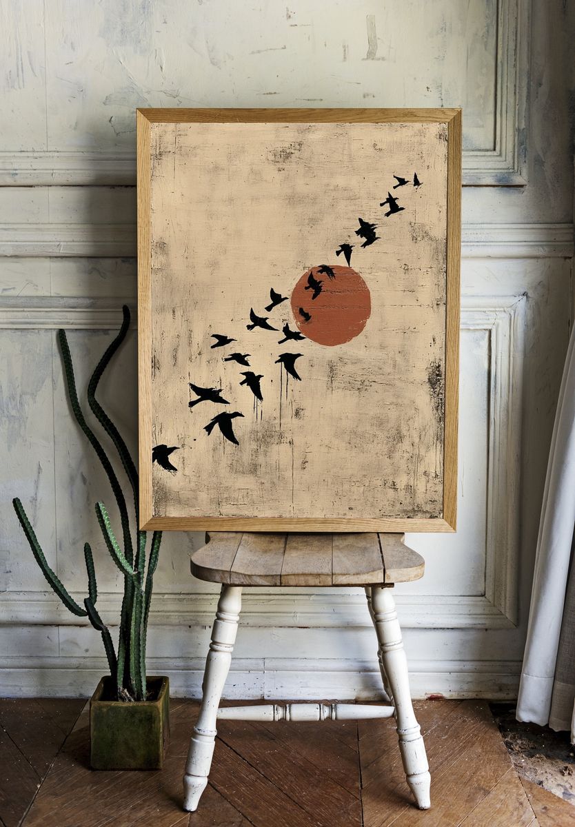 Bird Flight Abstract Print room preview