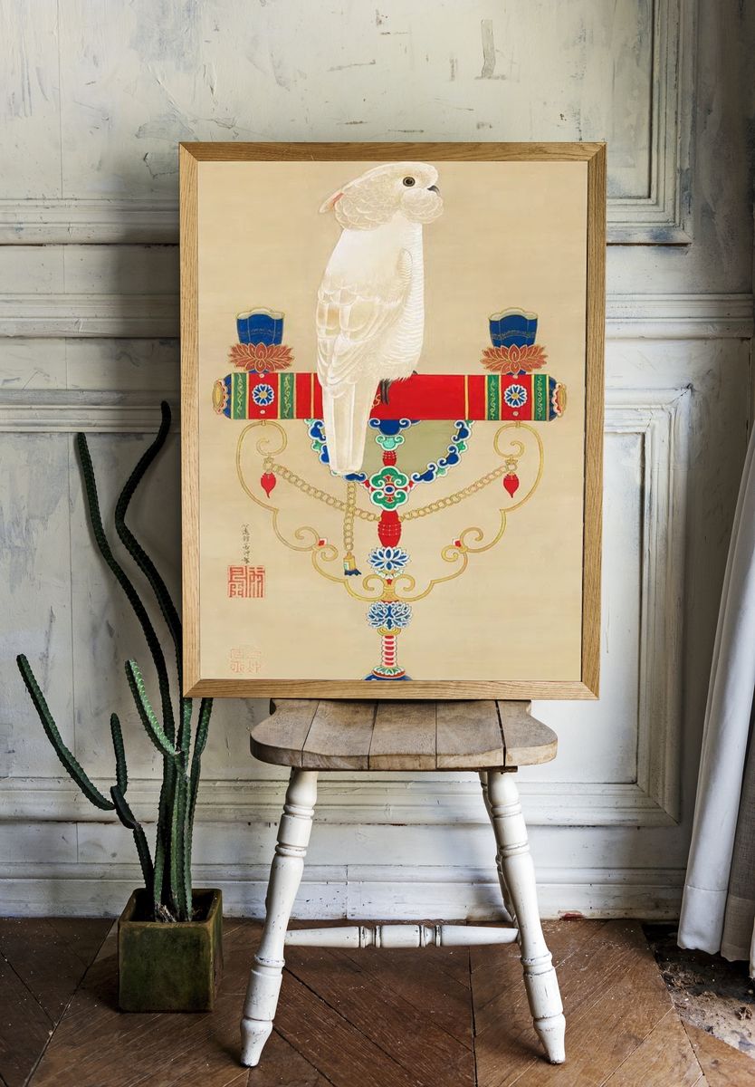 Elegant White Bird — Asian Art Print room preview