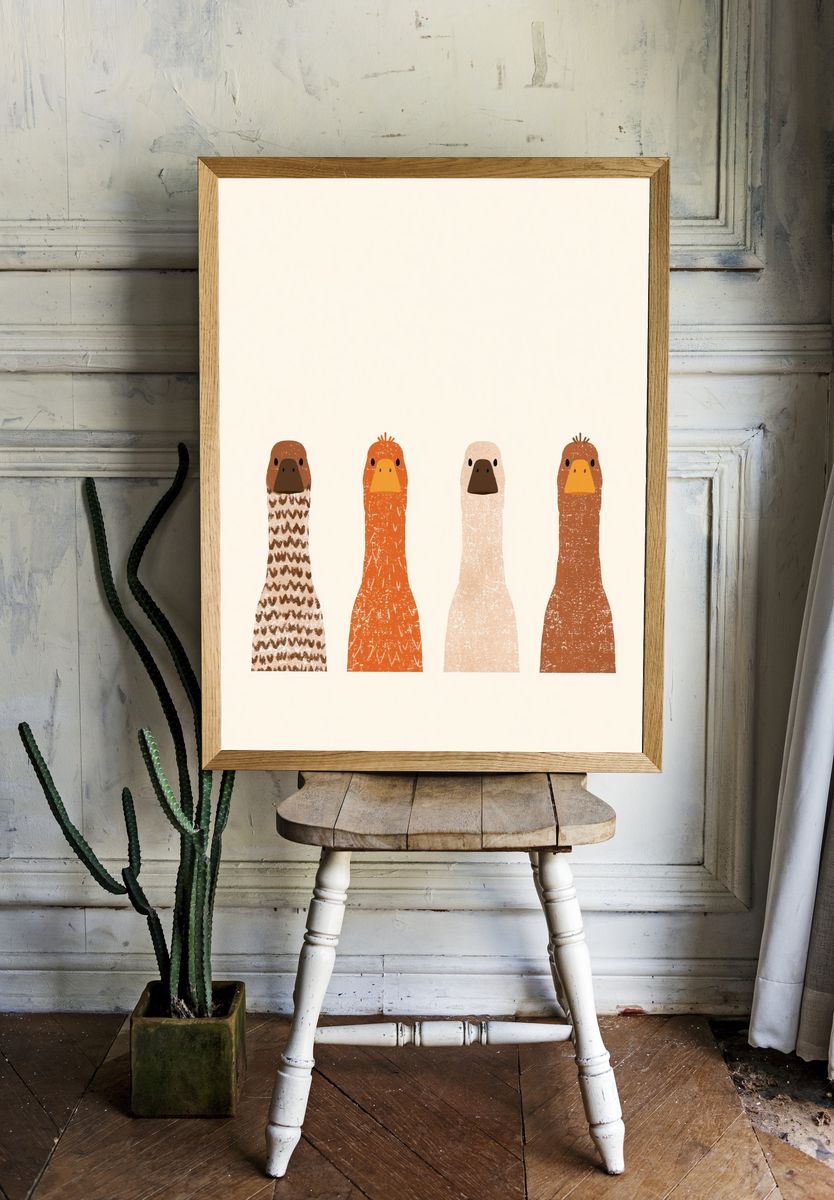 Four Birds Illustration Poster. room preview