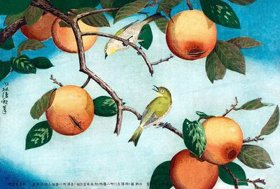 Persimmons White-Eyes (1880) Kobayashi Kiyochika. poster
