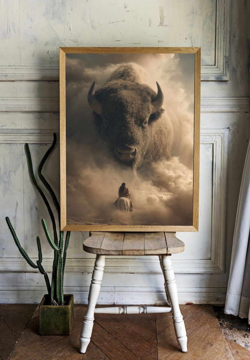 Majestic Bison Encounter — Fine Art Print. — room view 1