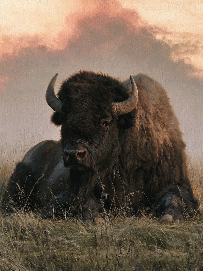 Resting Bison Photography Poster. poster detail