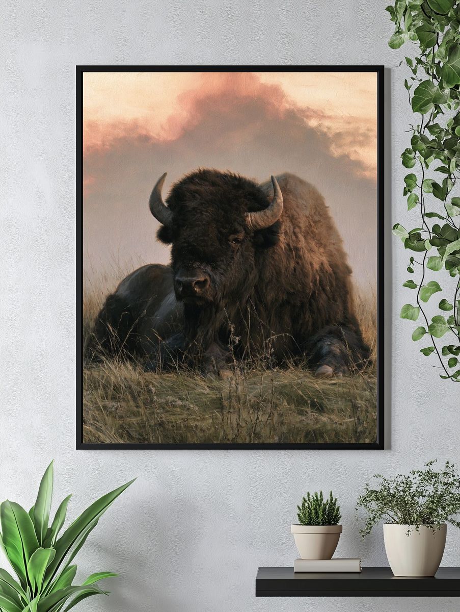 Resting Bison Photography Poster. — room view 4