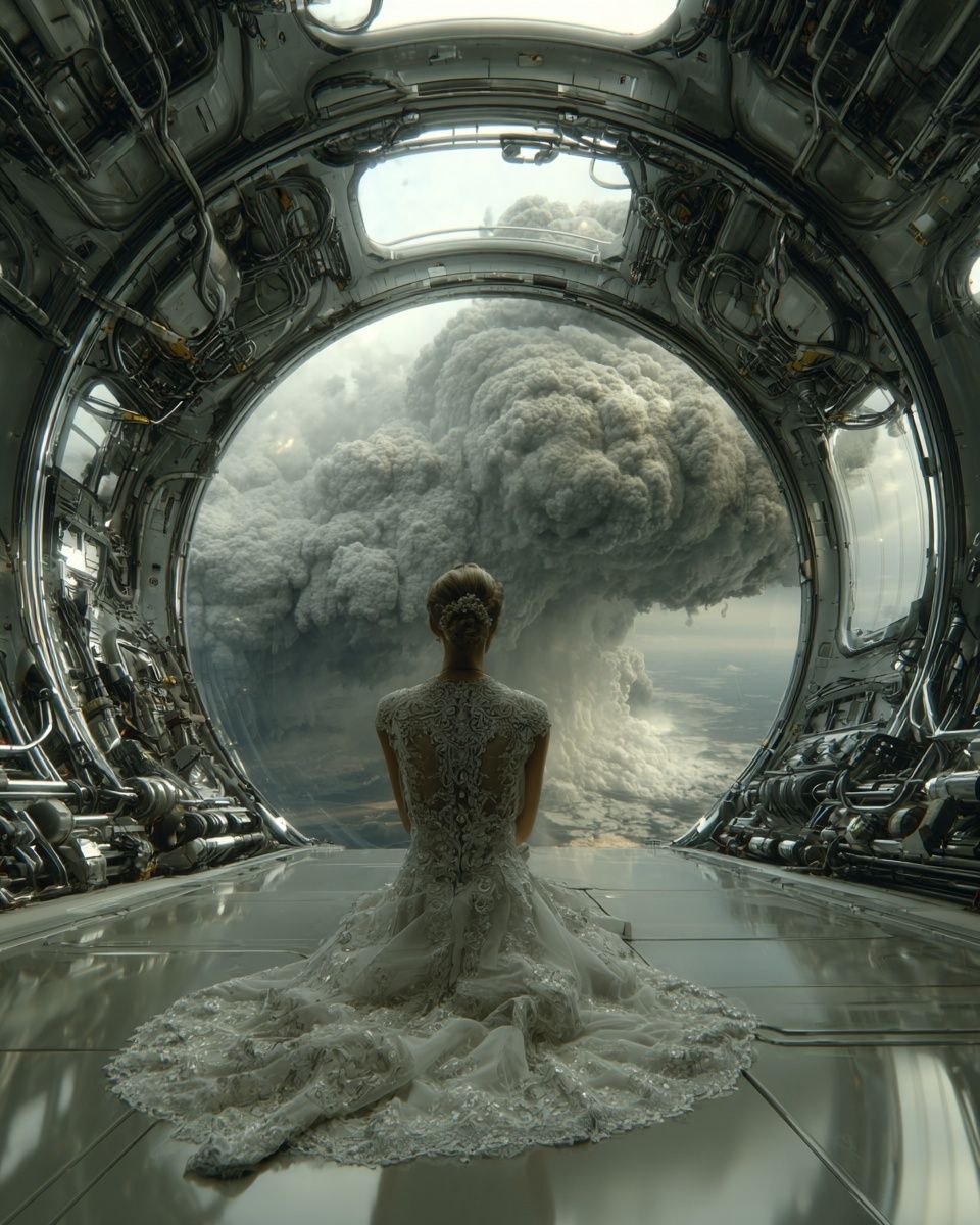 Bride in Space — Surrealism Print. poster — fine-art art