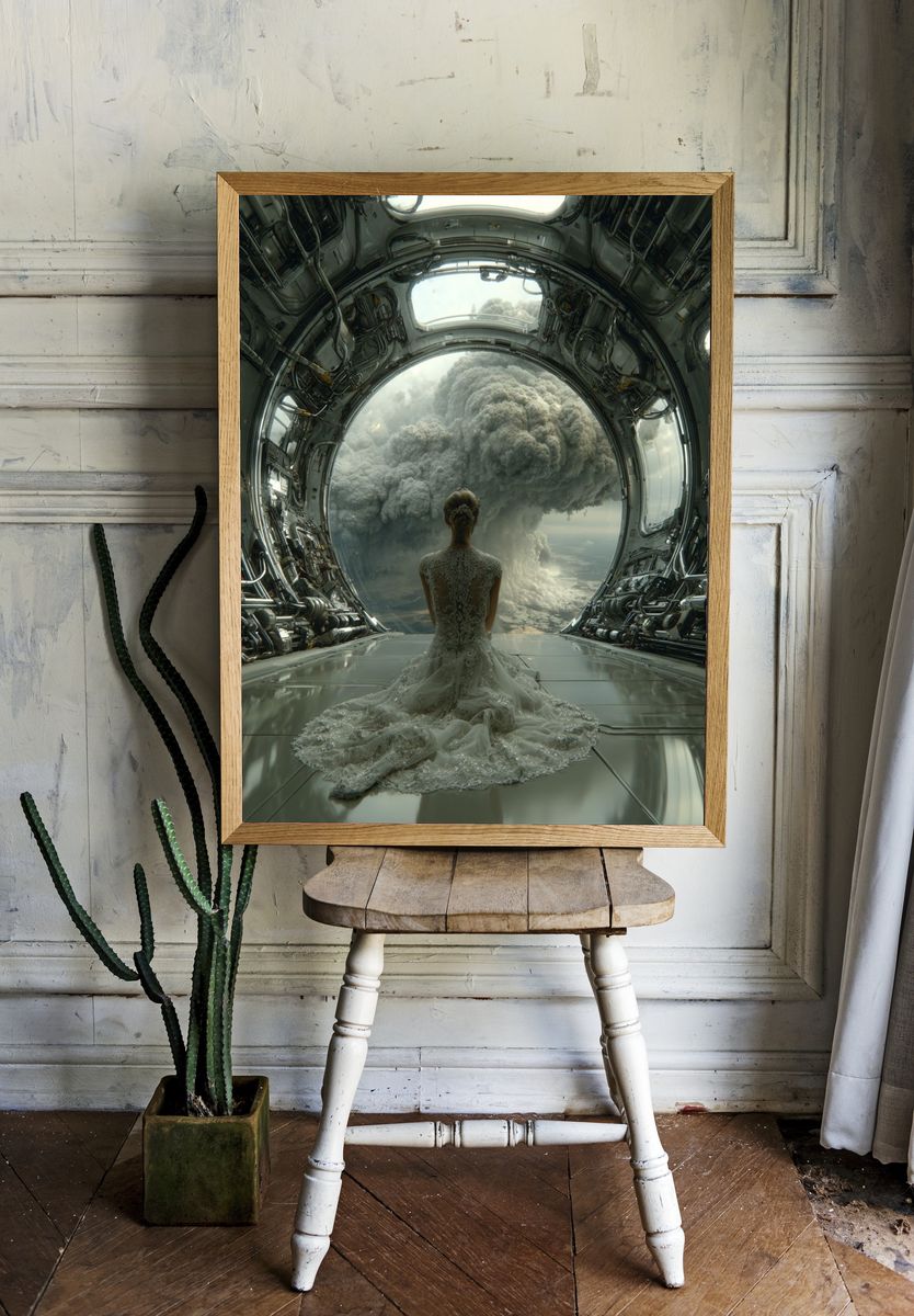 Bride in Space — Surrealism Print. — room view 1