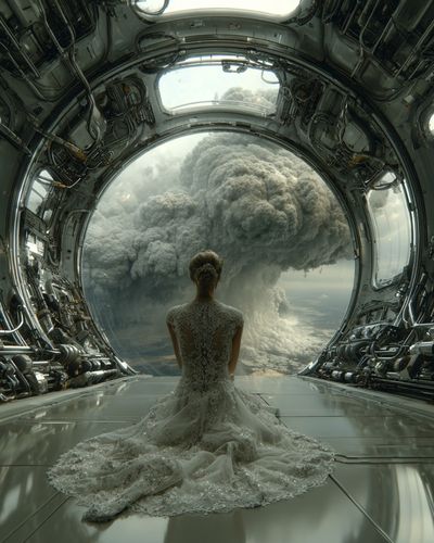 Bride in Space — Surrealism Print. poster print