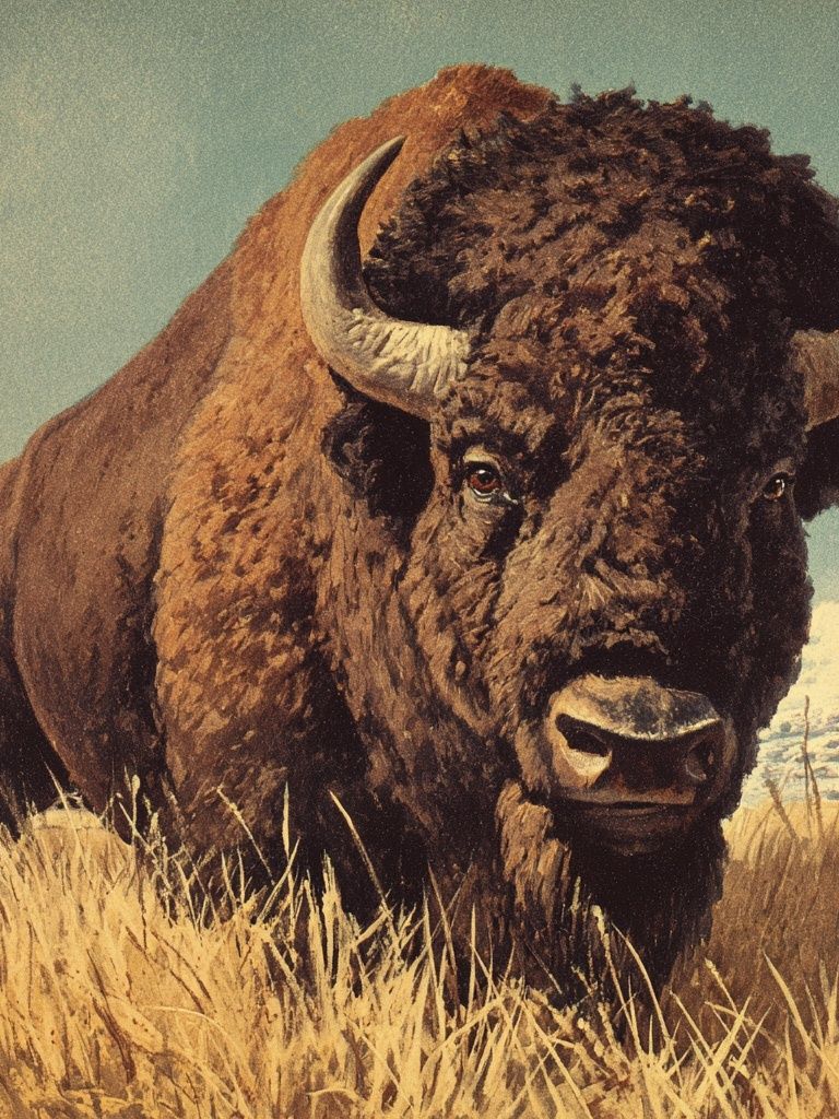 American Bison Vintage Poster. poster detail