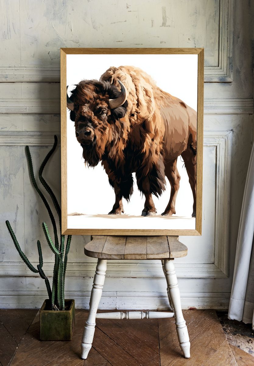 Majestic Bison Illustration Poster. — room view 1