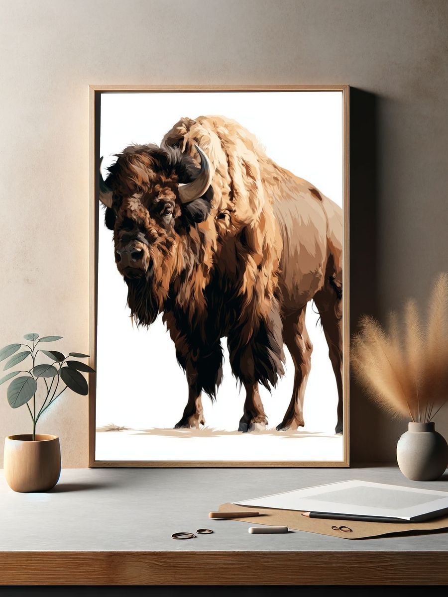 Majestic Bison Illustration Poster. — room view 2