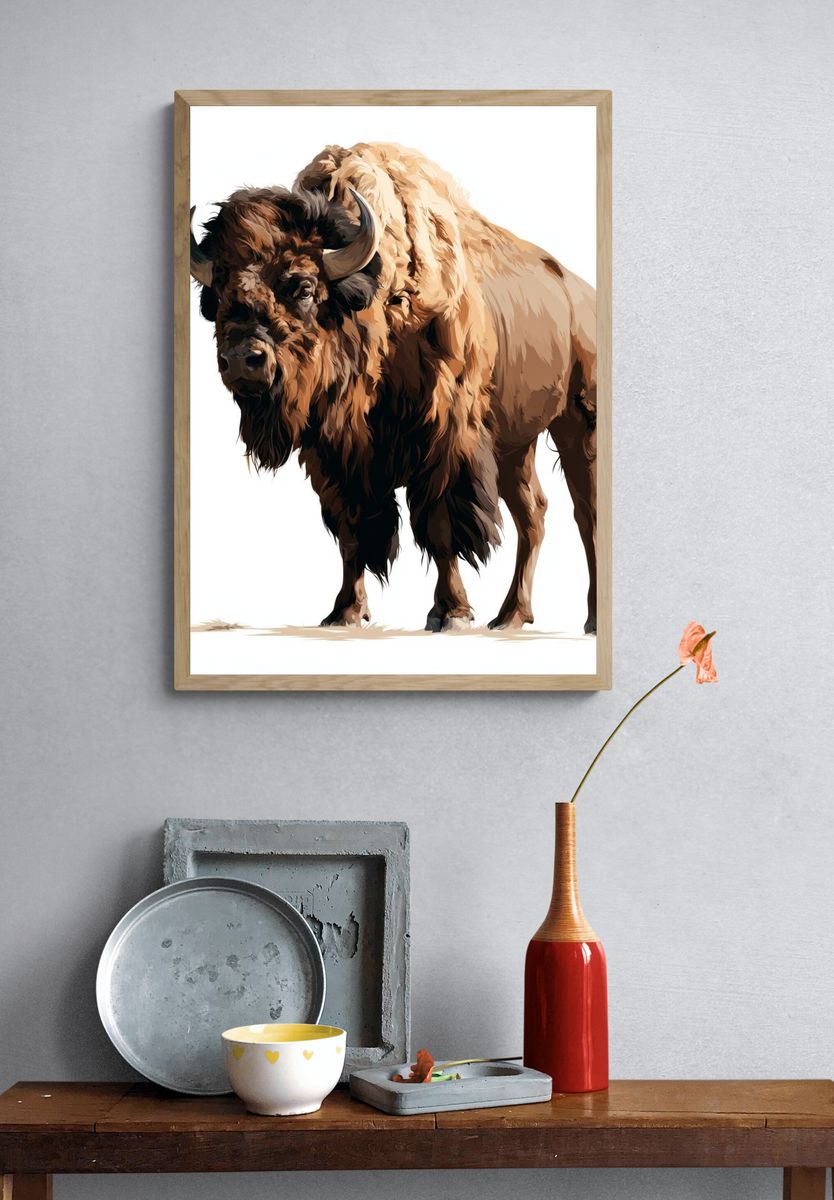 Majestic Bison Illustration Poster. — room view 3