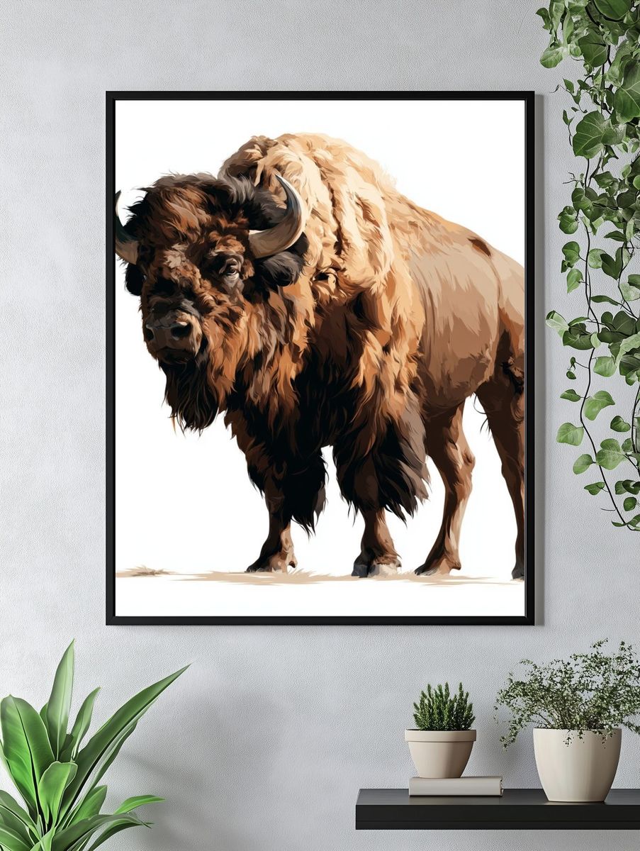Majestic Bison Illustration Poster. — room view 4