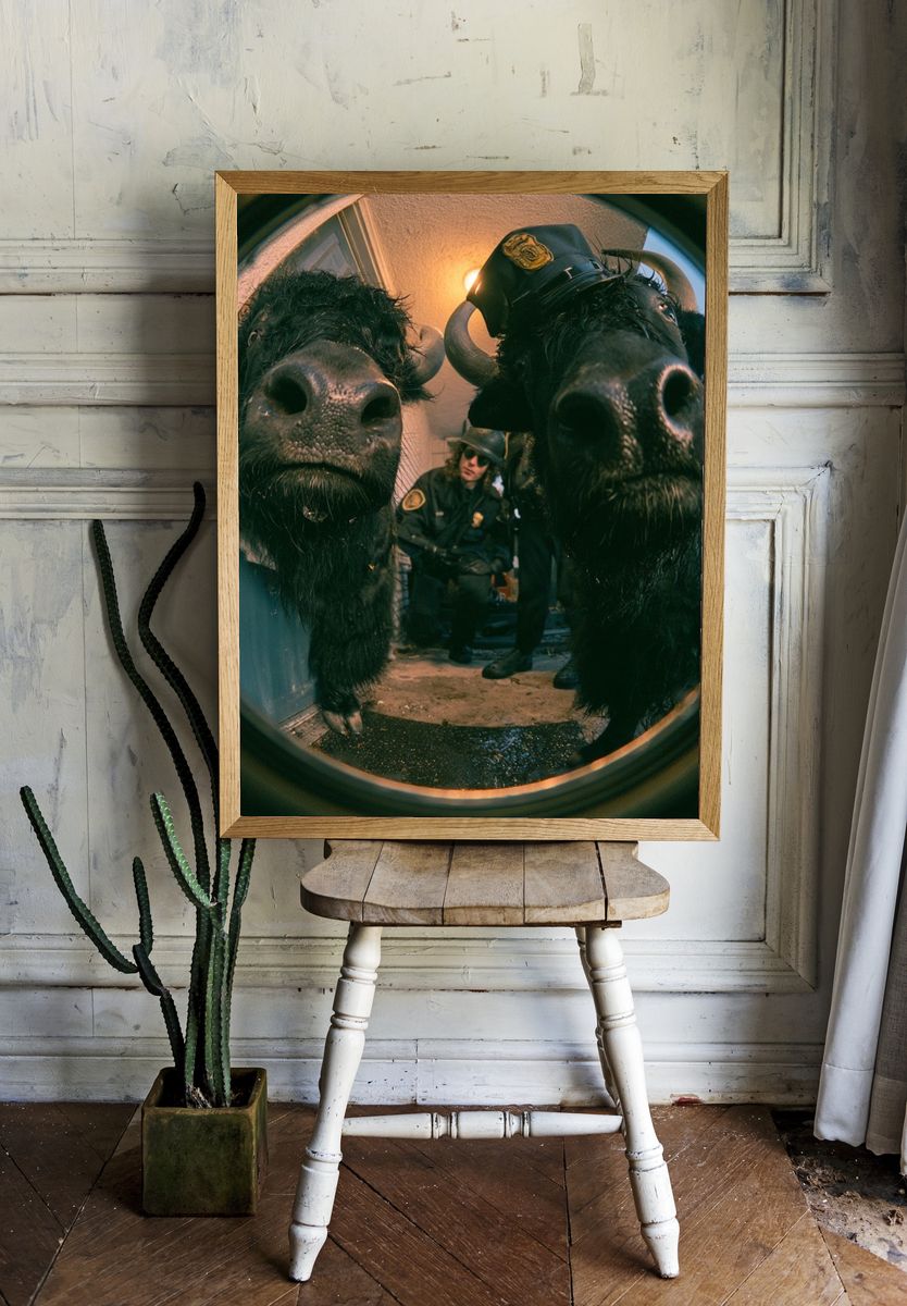 Bison Police Fisheye Poster. room preview