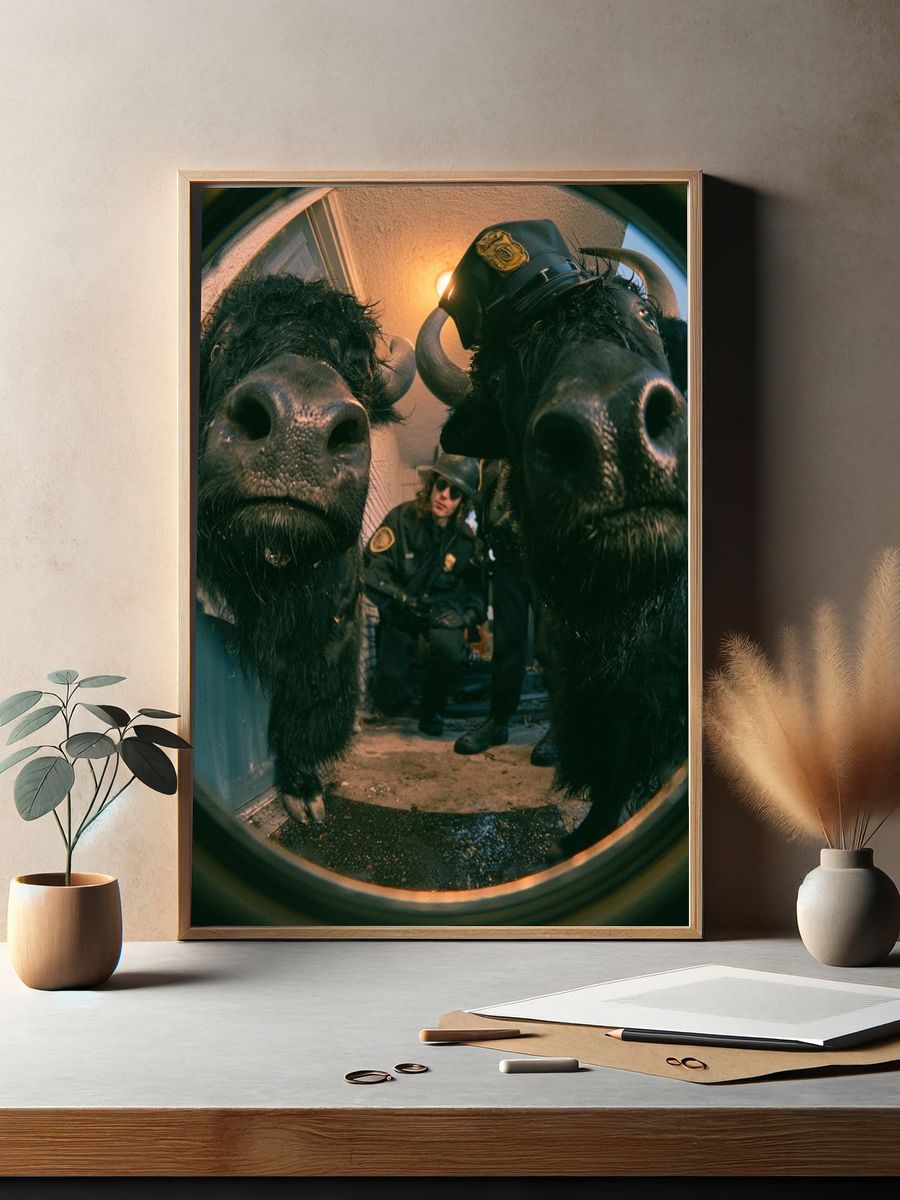 Bison Police Fisheye Poster. — room view 2