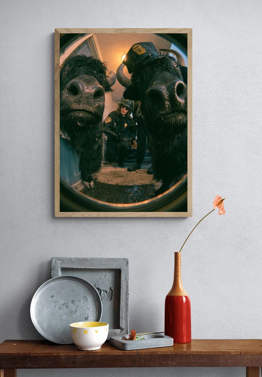 Bison Police Fisheye Poster. — room view 3