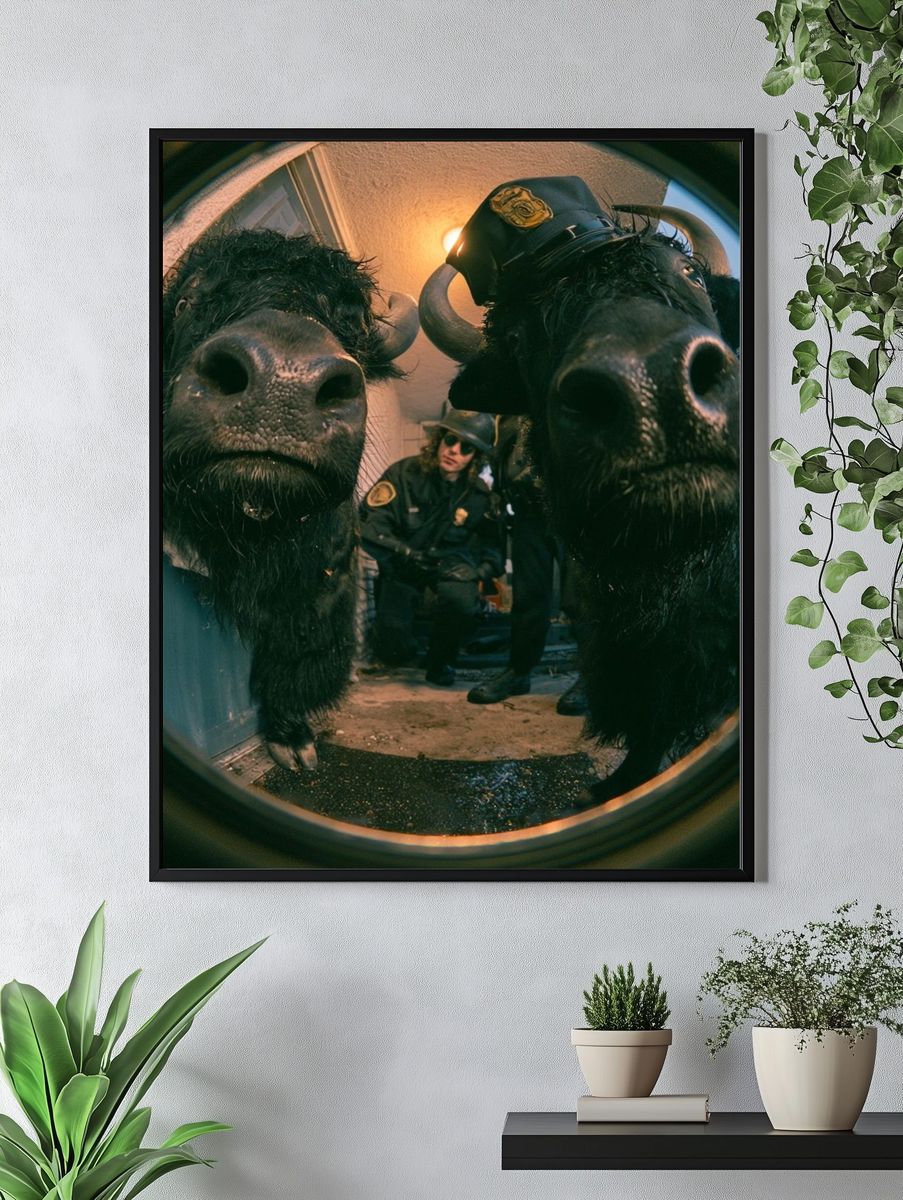Bison Police Fisheye Poster. — room view 4
