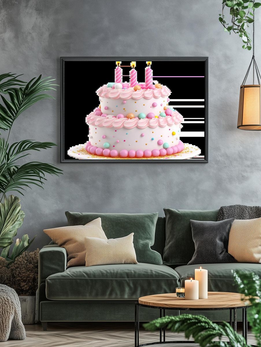 Birthday Cake — Illustration Print. — room view 4