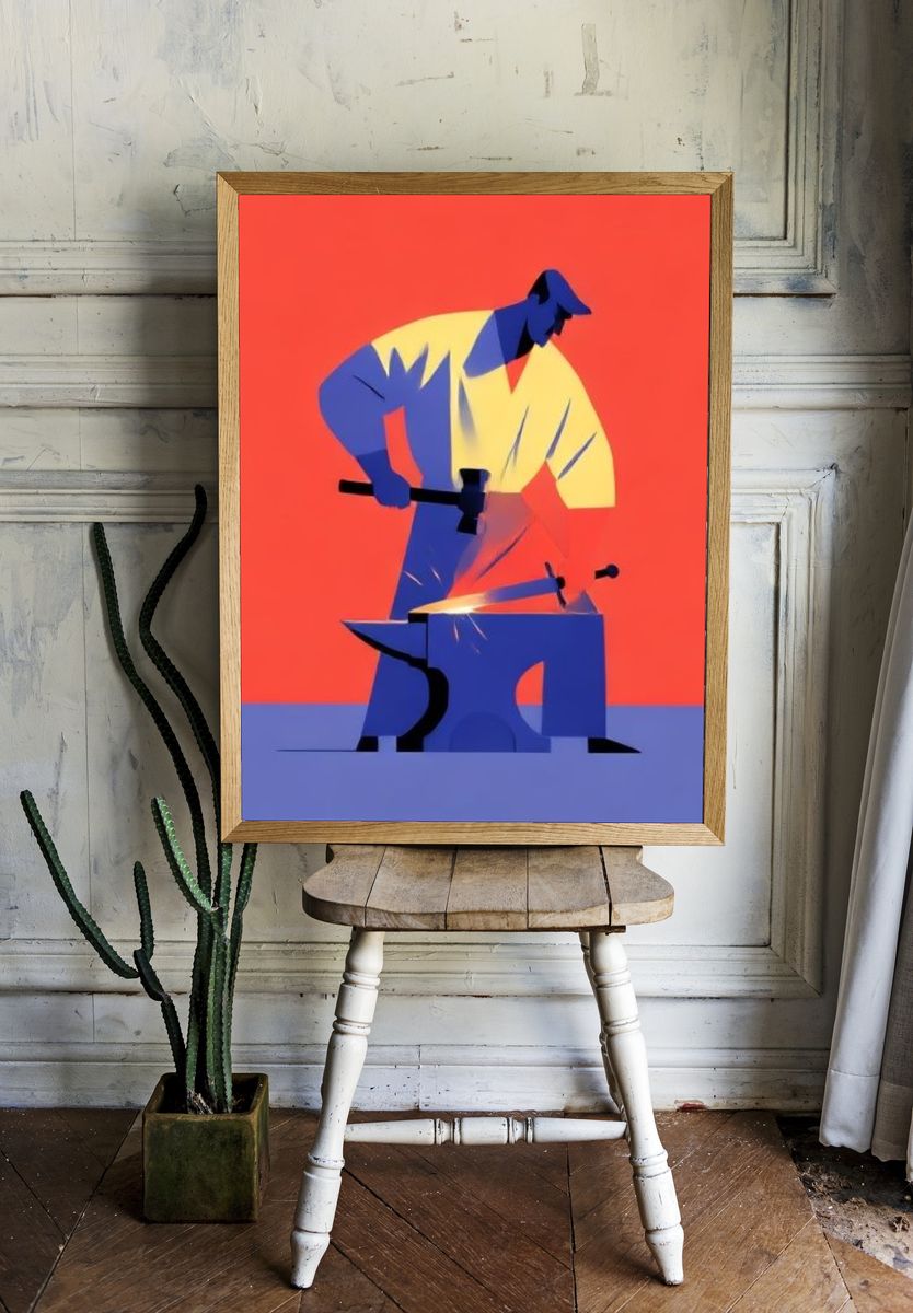 Blacksmith Abstract Illustration Poster. — room view 1
