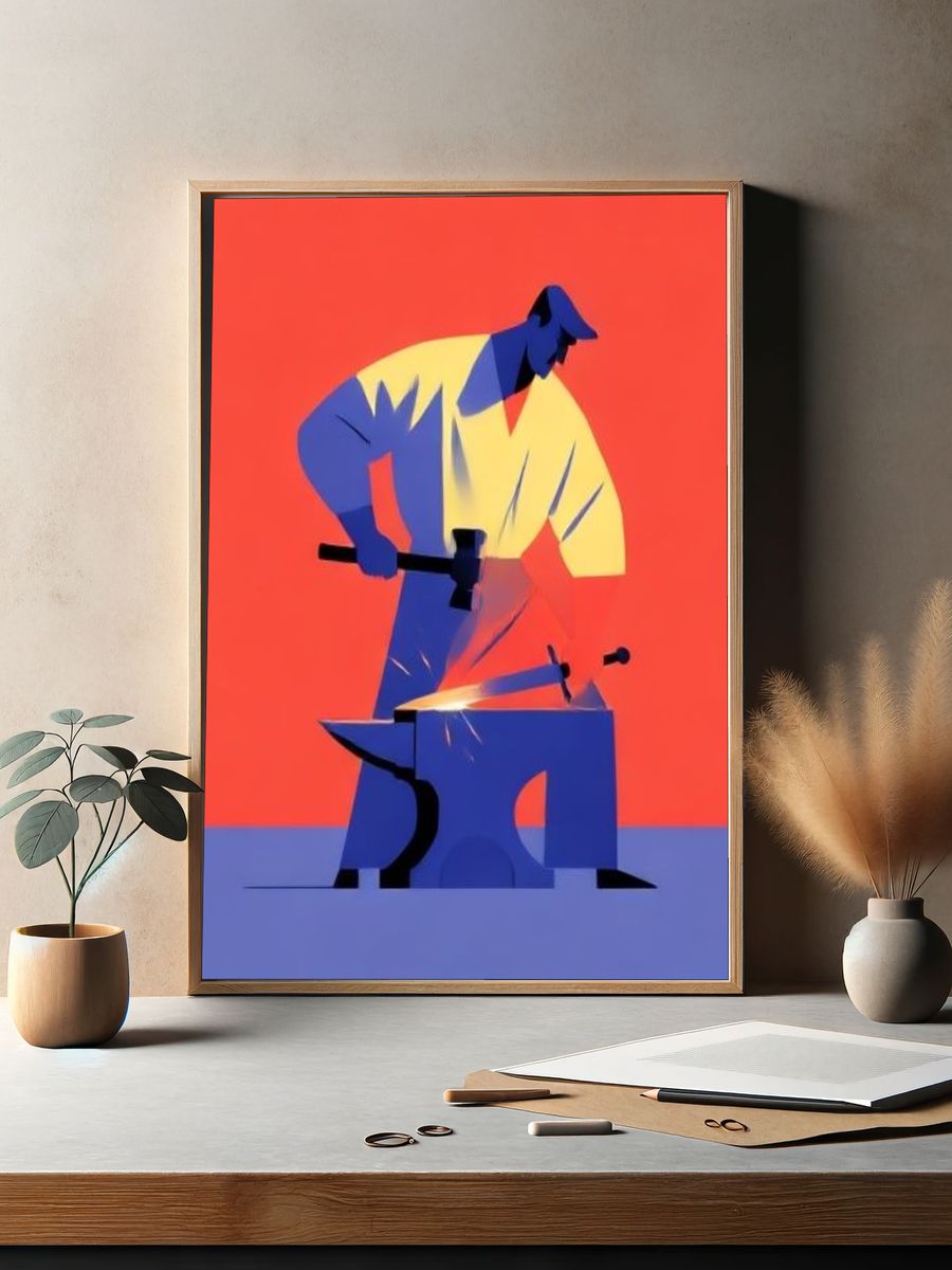 Blacksmith Abstract Illustration Poster. — room view 2