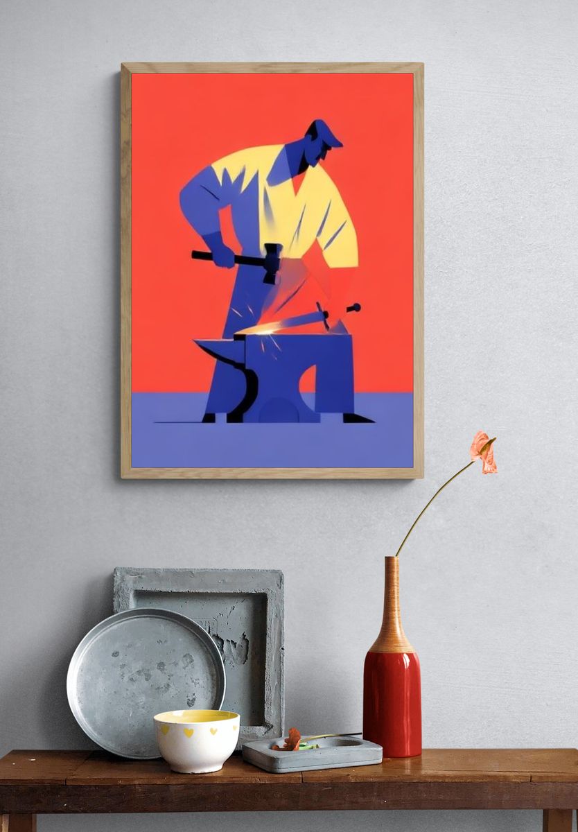 Blacksmith Abstract Illustration Poster. — room view 3