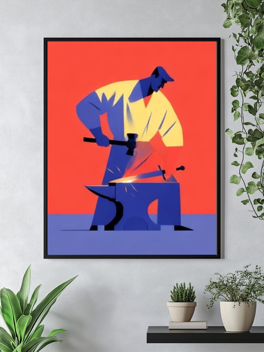 Blacksmith Abstract Illustration Poster. — room view 4