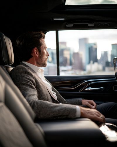 Businessman in Luxury Car — Photography Print. poster print