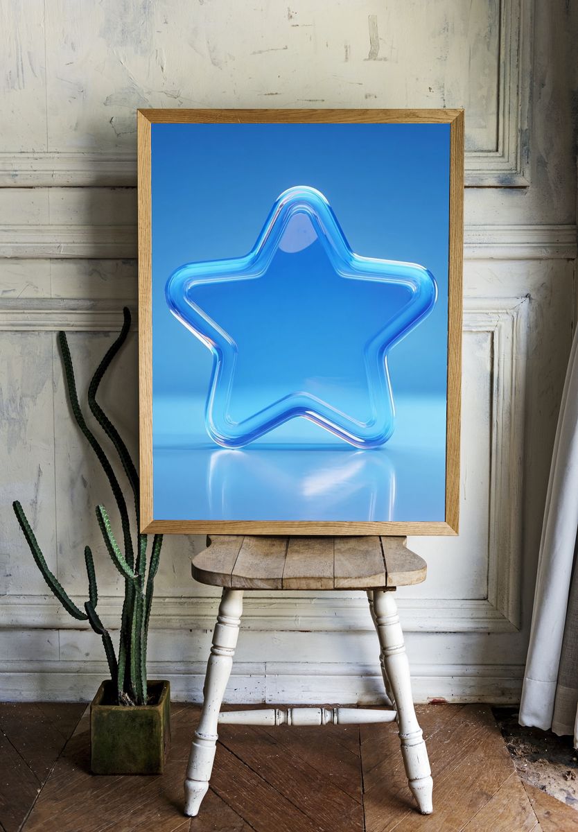 Blue Glass Star Poster. room preview