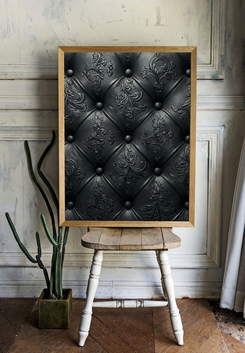 Elegant Black Leather Texture Poster. room preview
