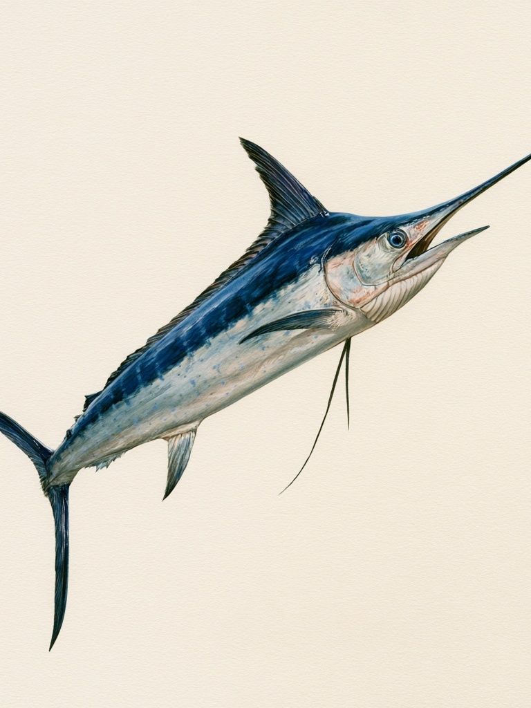 Blue Marlin Watercolor Poster. poster — illustration art