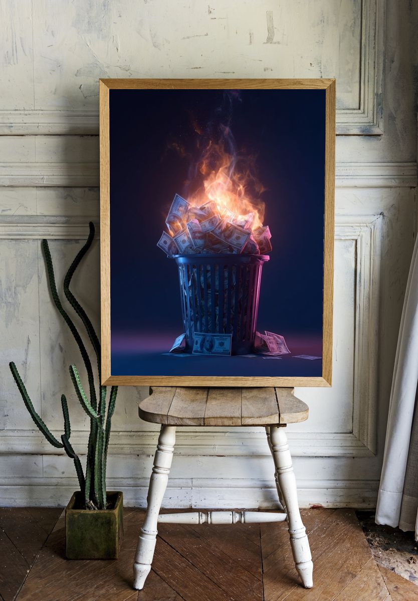 Burning Money — Digital Art Print room preview