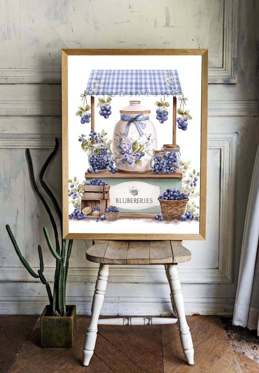 Blueberries Market Stand — Botanical Print room preview