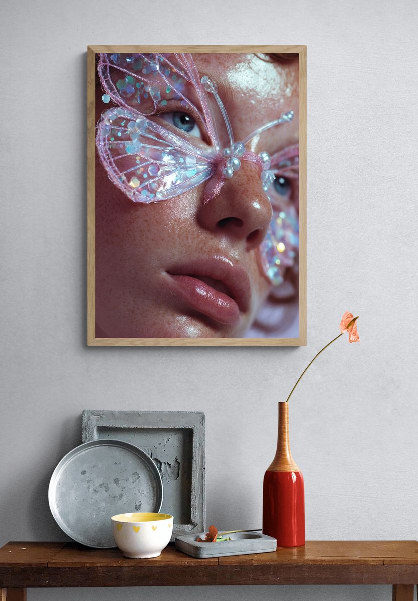 Butterfly Mask Portrait Poster. — room view 3