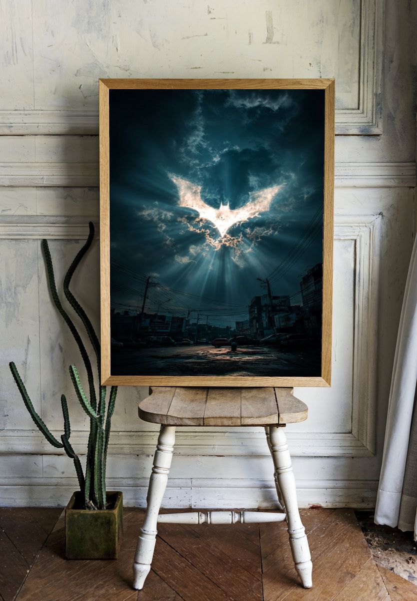 Batman Symbol in the Sky — Dark Art Print room preview