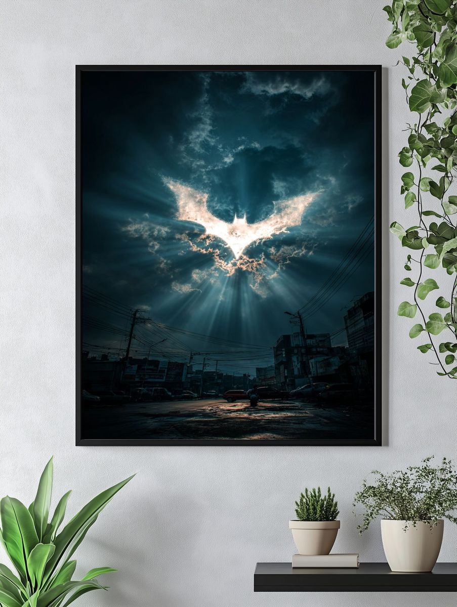 Batman Symbol in the Sky — Dark Art Print. — room view 4