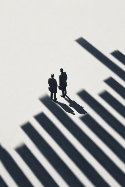 Businessmen in Shadows — Minimalist Print.