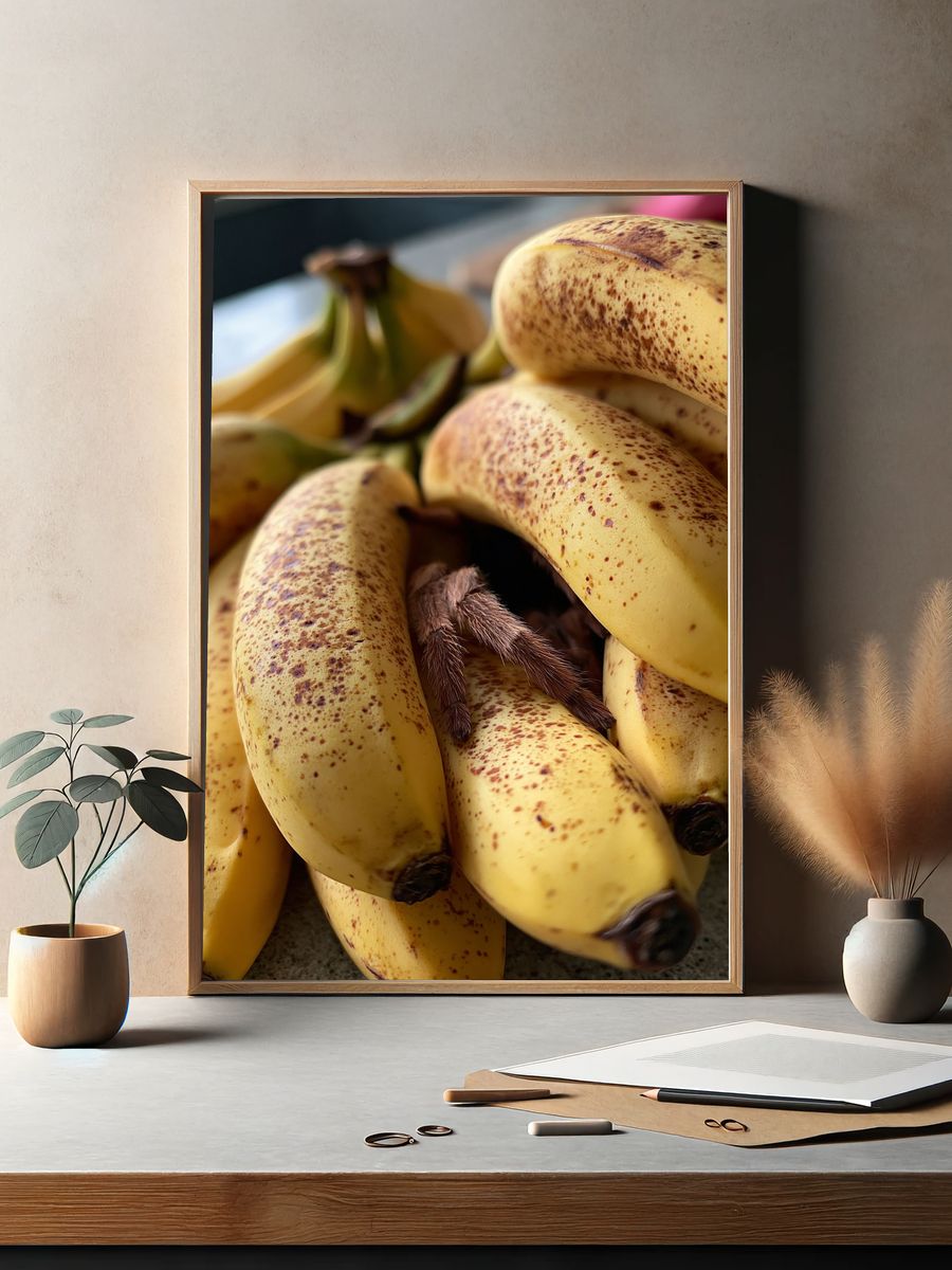 Bananas with Spider Photography Poster. — room view 2