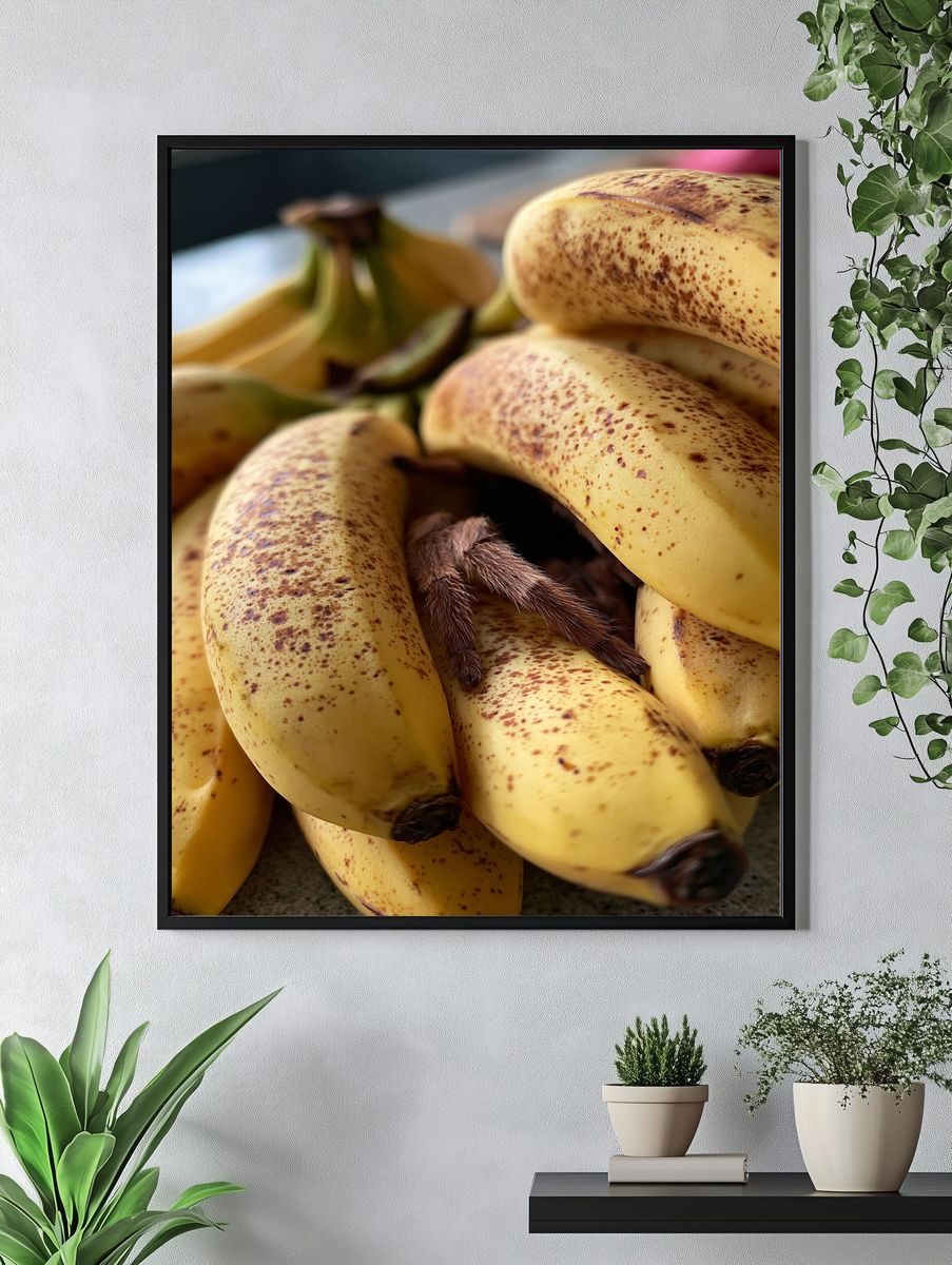 Bananas with Spider Photography Poster. — room view 4