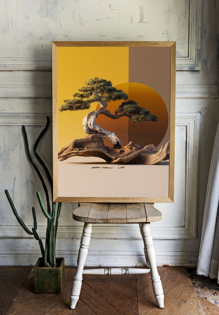 Bonsai Driftwood Minimalist Print. — room view 1
