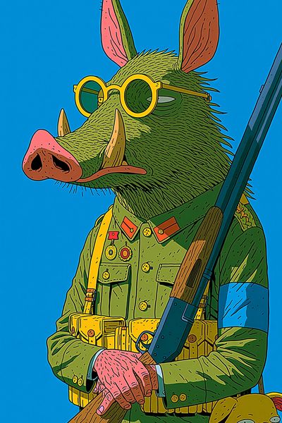 Boar Soldier Digital Art Print. poster