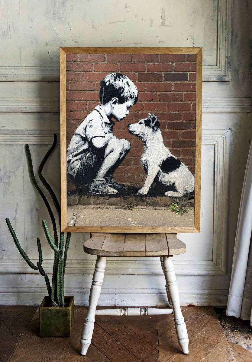 Boy and Dog — Street Art Print room preview