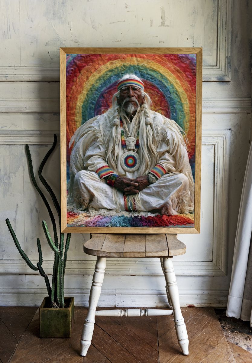 Rainbow Shaman Portrait Poster. room preview
