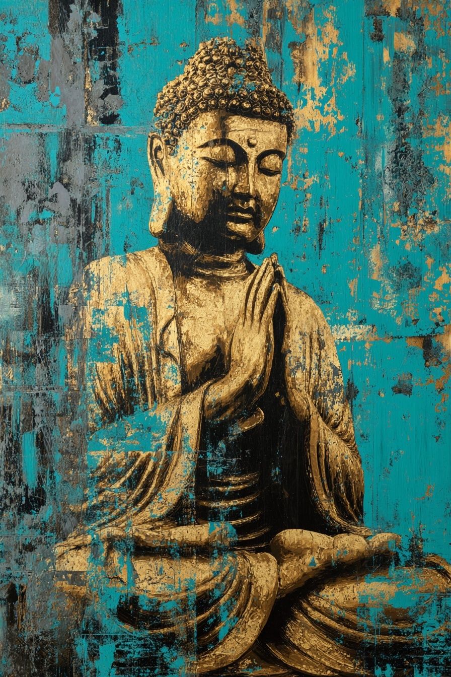 Golden Buddha Turquoise Texture Poster. poster — bohemian art
