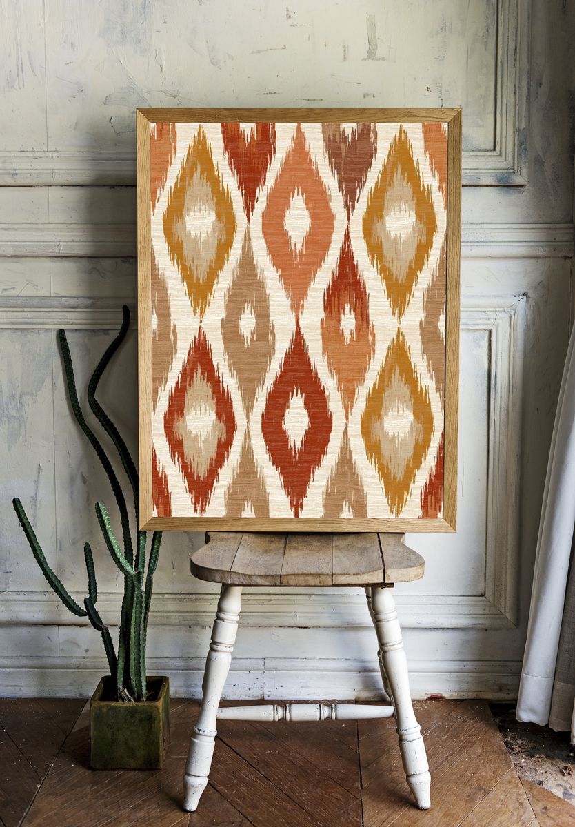 Boho Ikat Pattern Print. — room view 1