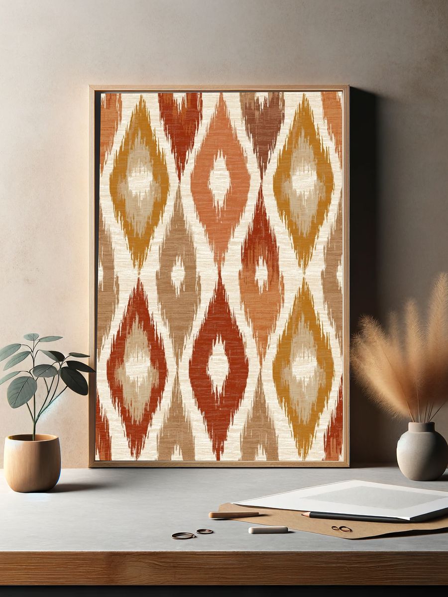 Boho Ikat Pattern Print. — room view 2