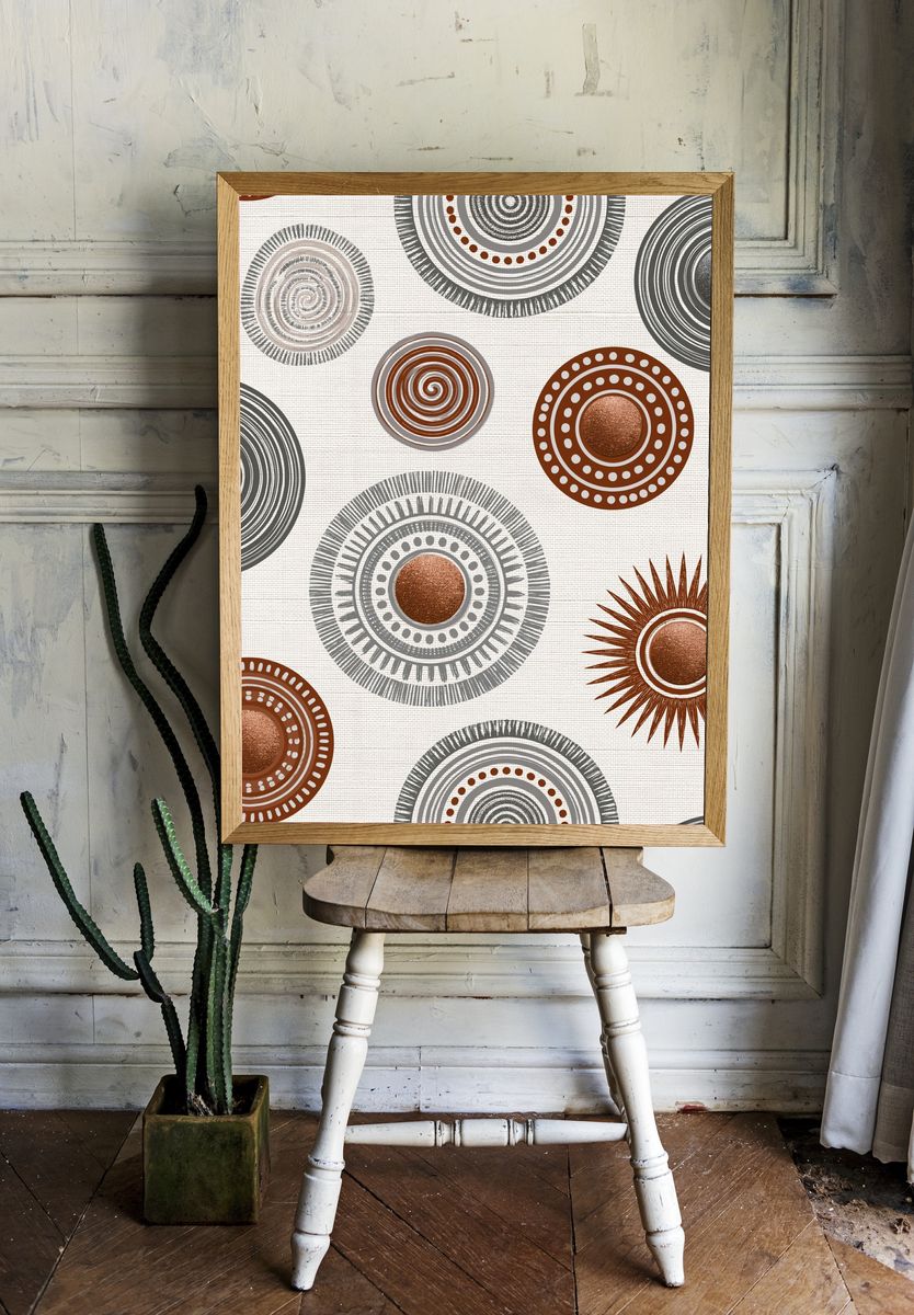 Boho Circle Pattern Print. — room view 1
