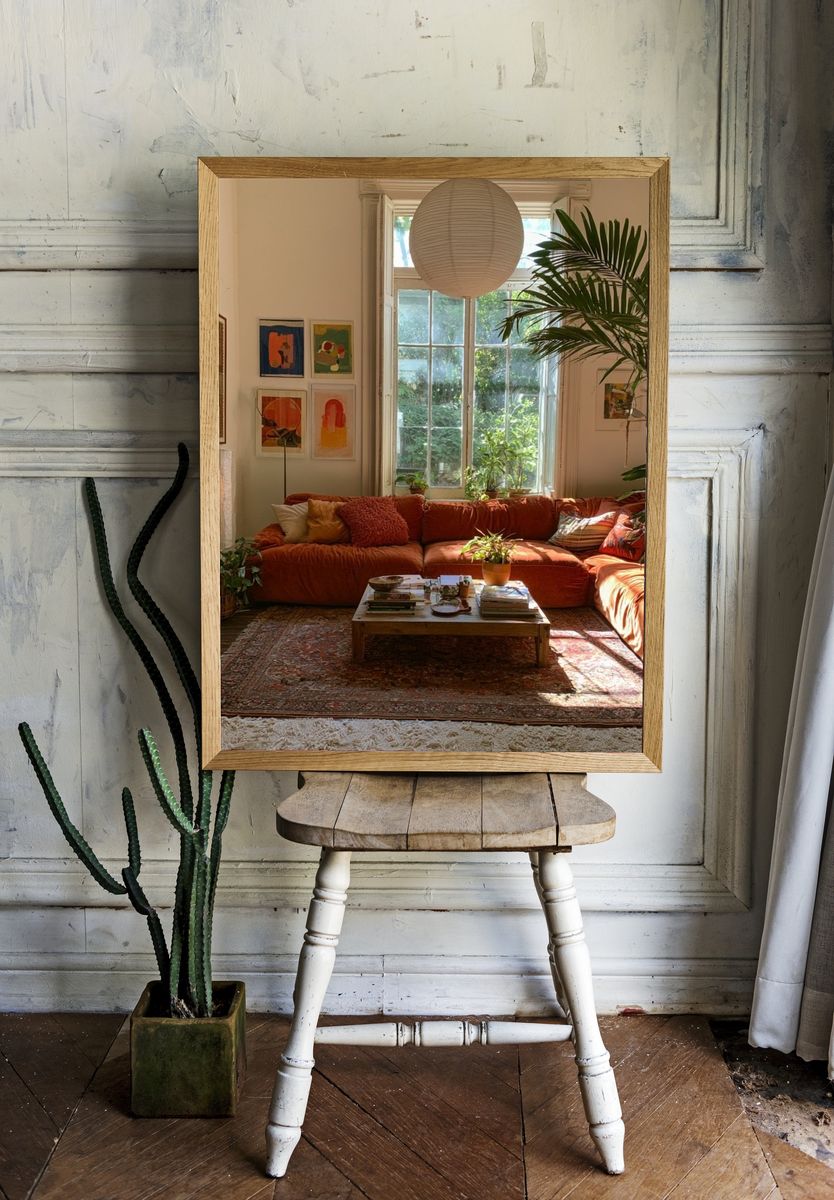 Sunlit Boho Living Room Poster. room preview