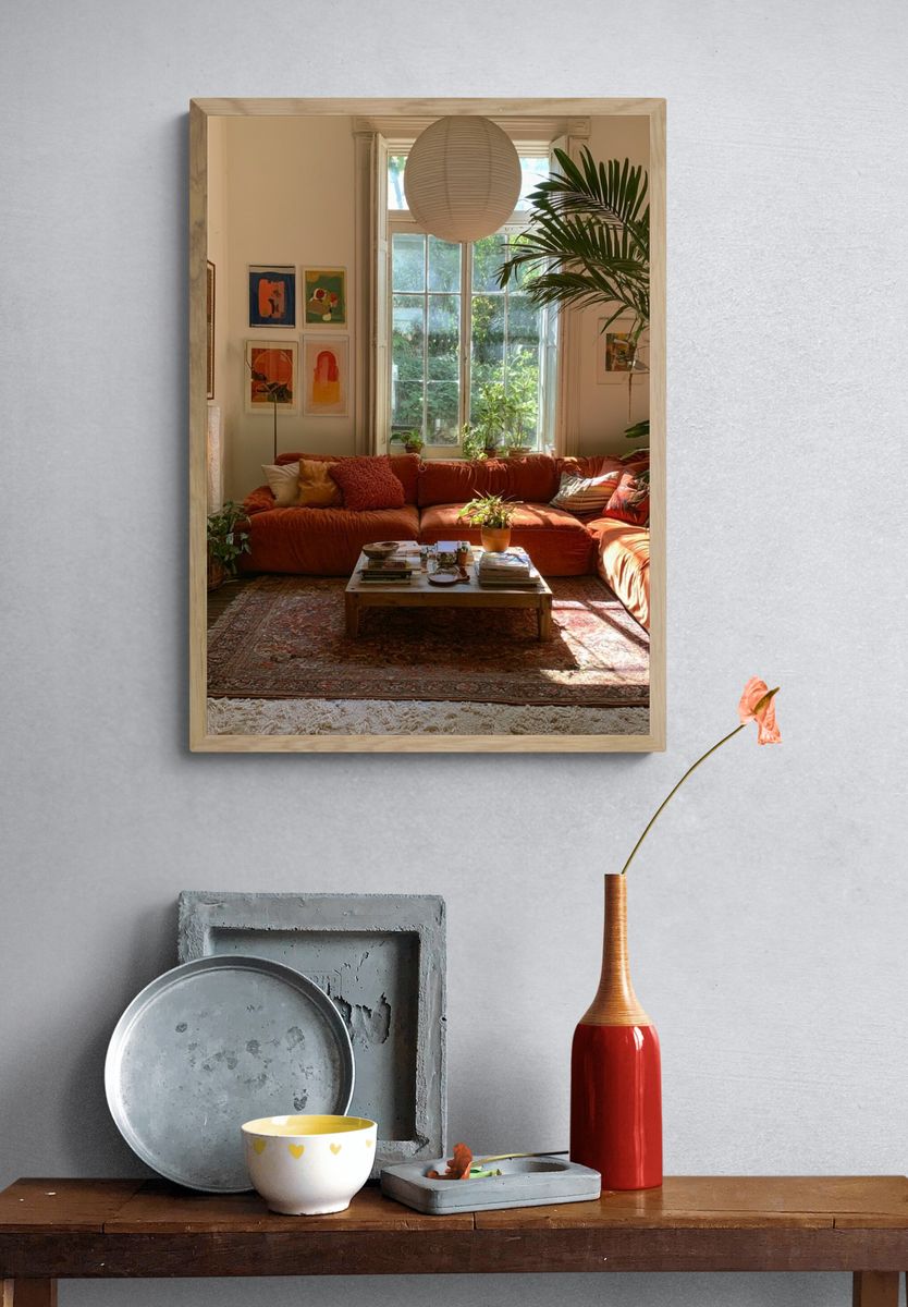 Sunlit Boho Living Room Poster. — room view 3