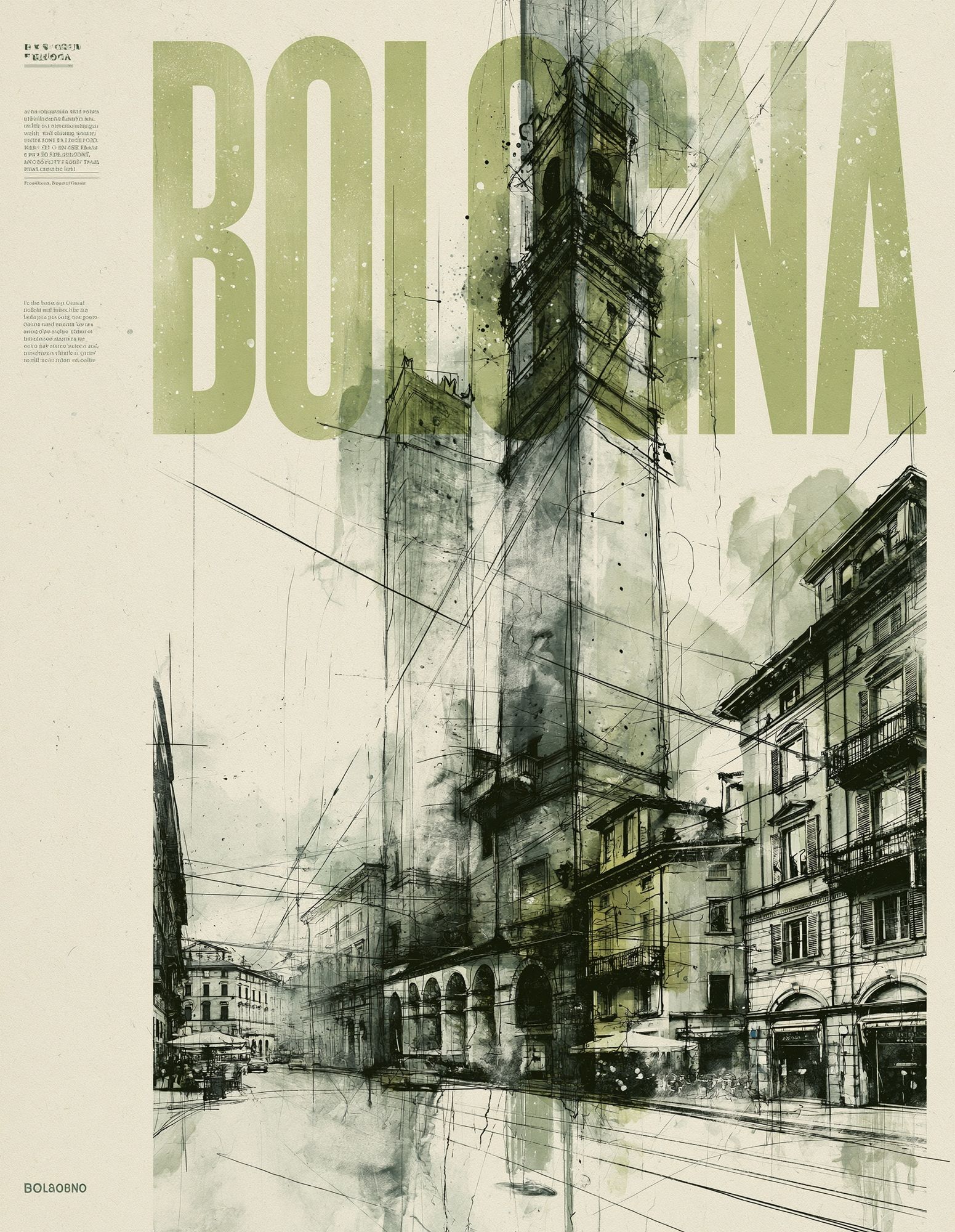 Bologna Urban Sketch Poster. poster — illustration art