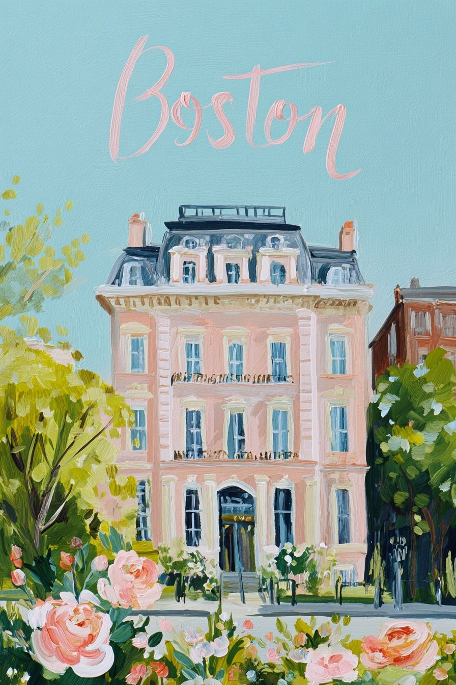 Boston Cityscape Illustration Poster. poster detail